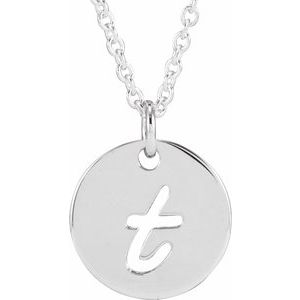 Sterling Silver Script Initial T 16-18" Necklace
