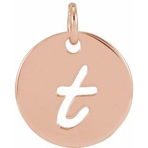 14K Rose Gold Script Initial T Pendant