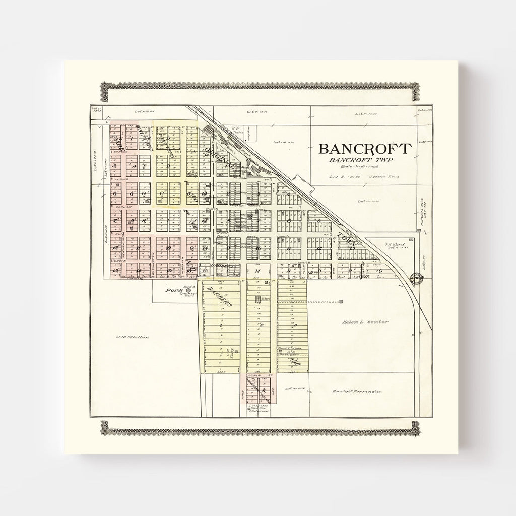 Vintage Map of Bancroft, Nebraska 1908