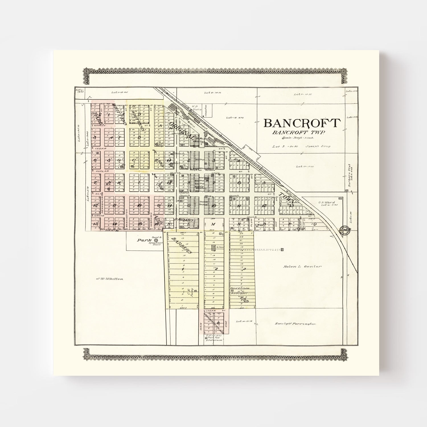 Vintage Map of Bancroft, Nebraska 1908