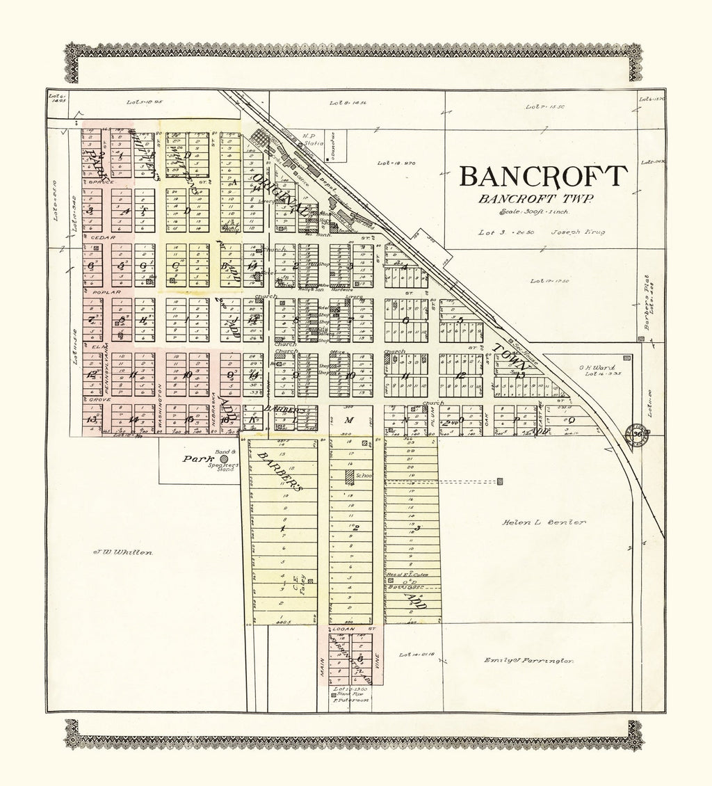 Vintage Map of Bancroft, Nebraska 1908