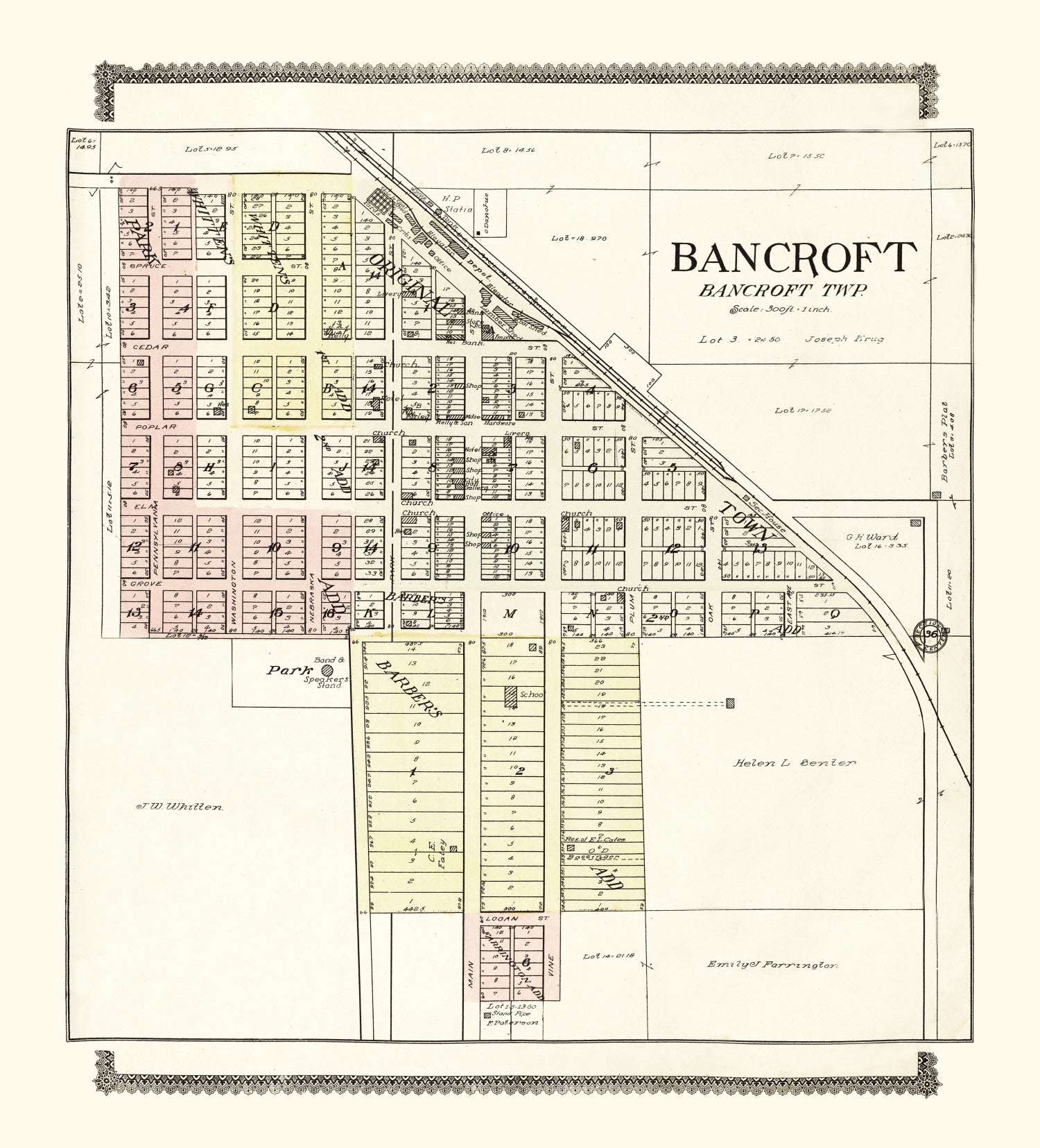 Vintage Map of Bancroft, Nebraska 1908