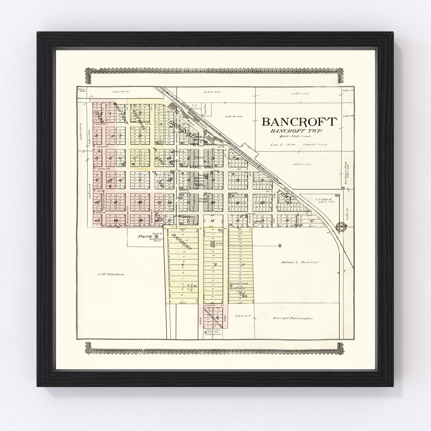 Vintage Map of Bancroft, Nebraska 1908