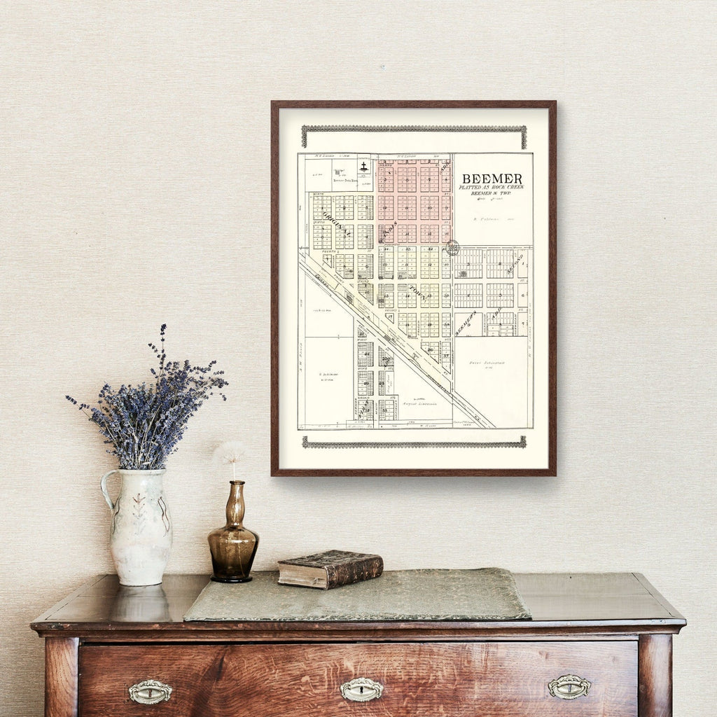 Vintage Map of Beemer, Nebraska 1908