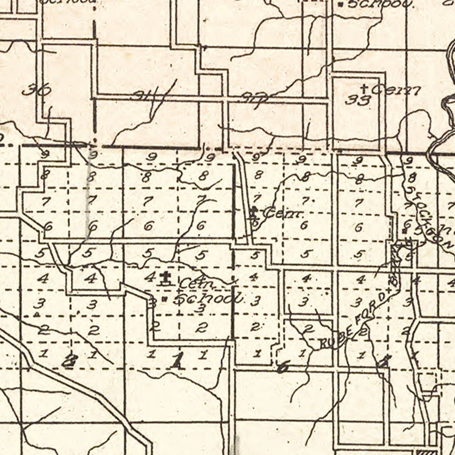 Vintage Map of Cedar County, Missouri 1908