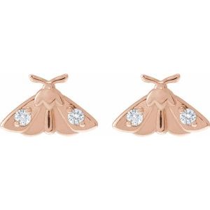 14K Rose Gold .05 CTW Natural Diamond Moth Earring – image 2