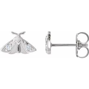 Sterling Silver .05 CTW Natural Diamond Moth Earring