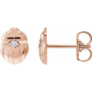 14K Rose Gold .03 CTW Natural Diamond Scarab Earring