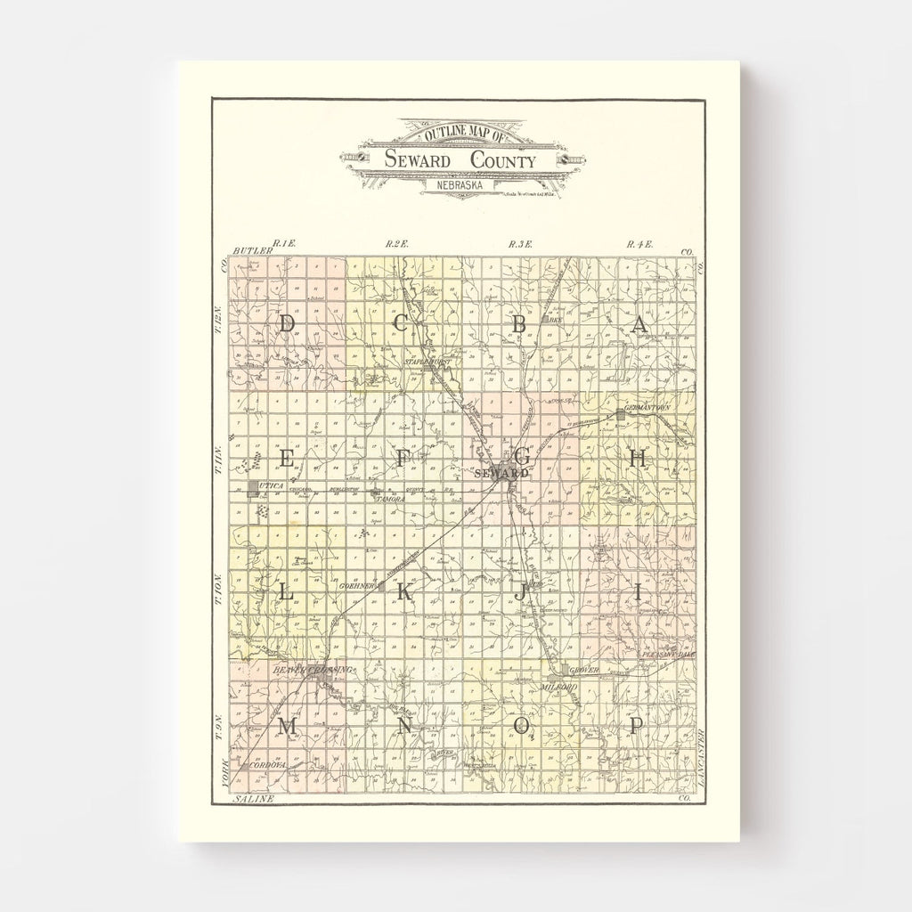 Vintage Map of Seward County, Nebraska 1908