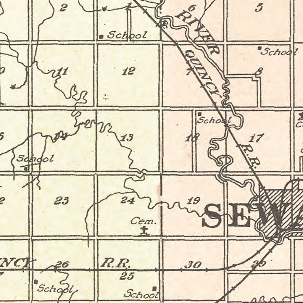 Vintage Map of Seward County, Nebraska 1908