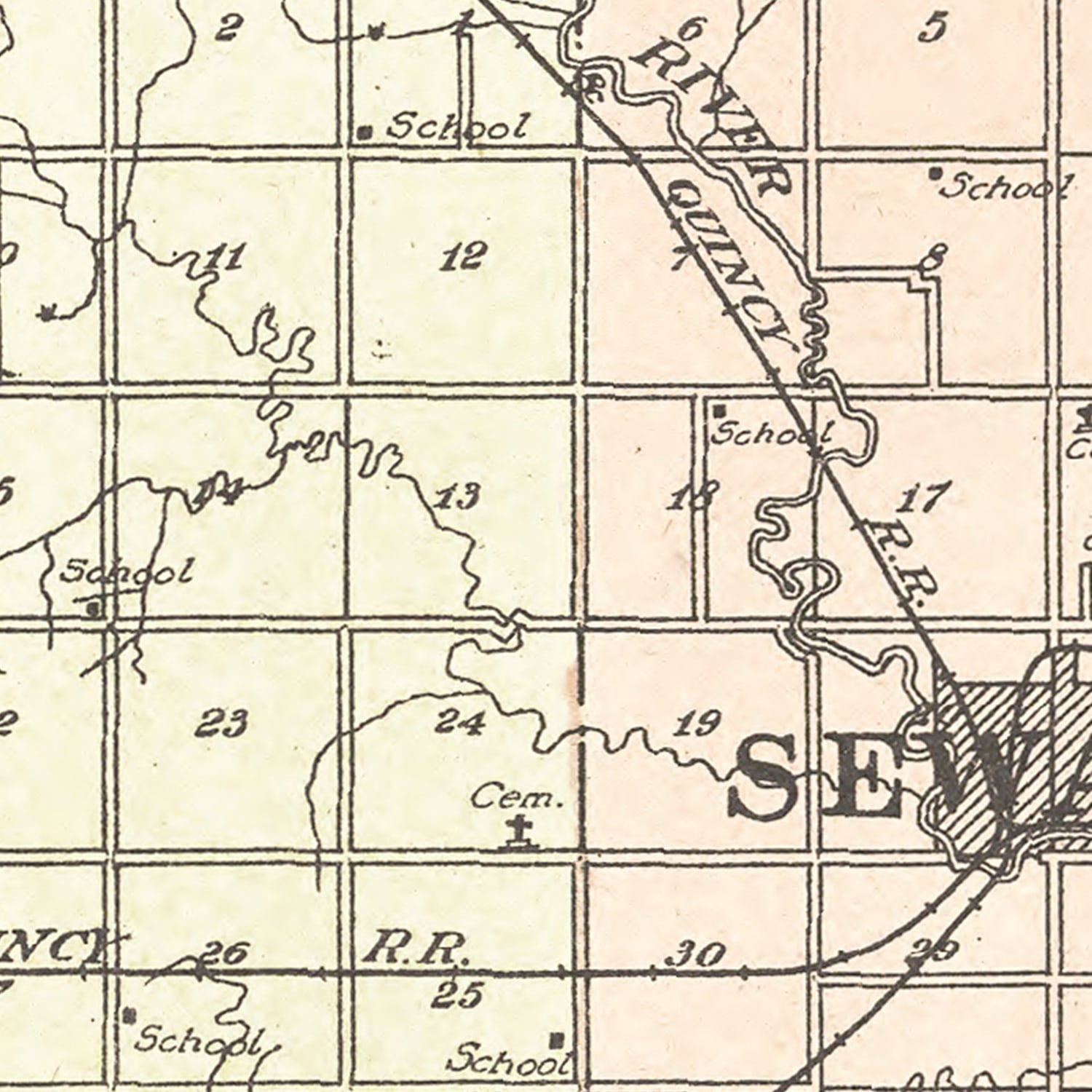 Vintage Map of Seward County, Nebraska 1908