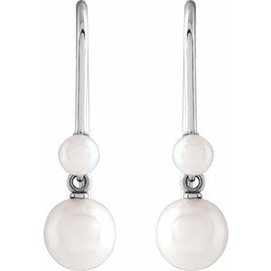 Platinum Cultured White Freshwater Pearl Earrings