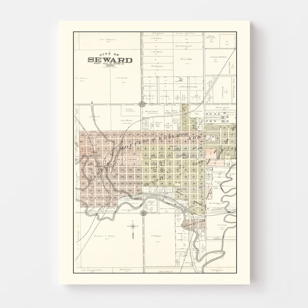 Vintage Map of Seward, Nebraska 1908