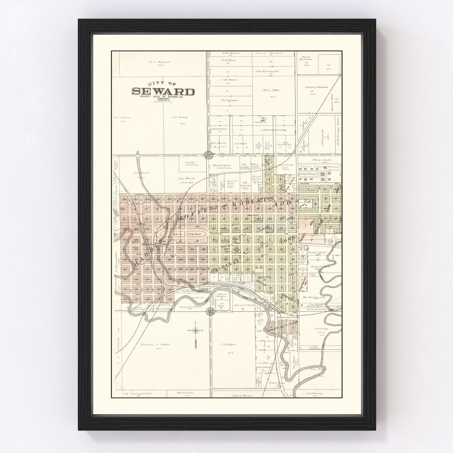 Vintage Map of Seward, Nebraska 1908