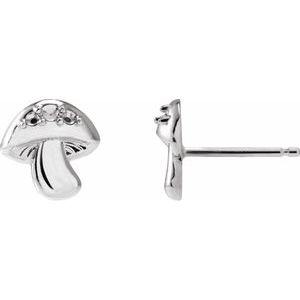 14K White Gold 1.5 mm Round Accented Mushroom Earring Mounting