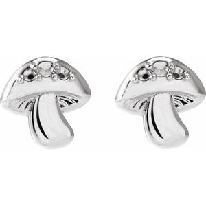 Platinum 1.5 mm Round Accented Mushroom Earring Mounting – image 2