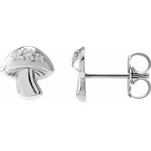 14K White Gold .05 CTW Natural Diamond Mushroom Earrings