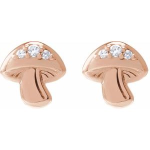 14K Rose Gold .05 CTW Natural Diamond Mushroom Earrings – image 2