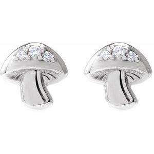 14K White Gold .05 CTW Natural Diamond Mushroom Earrings