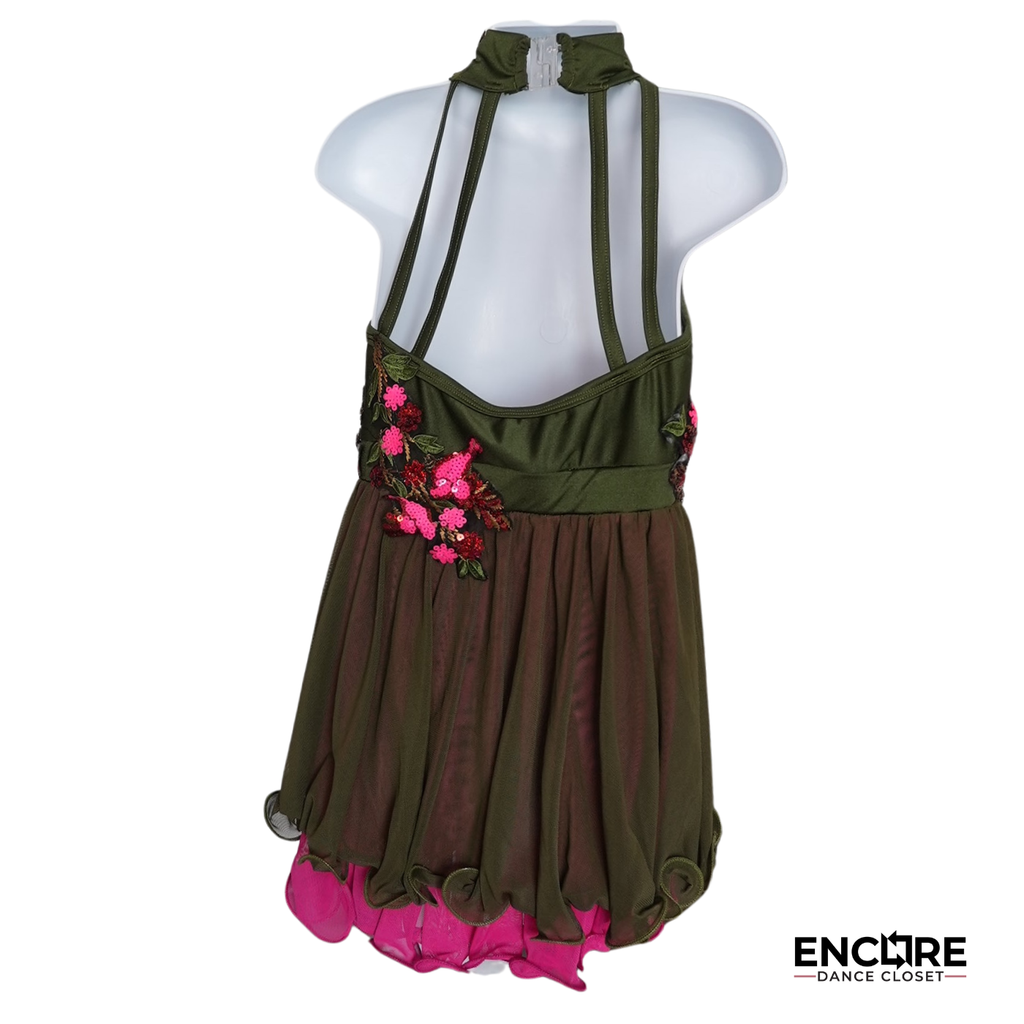 Olive Green and Pink Floral Lyrical