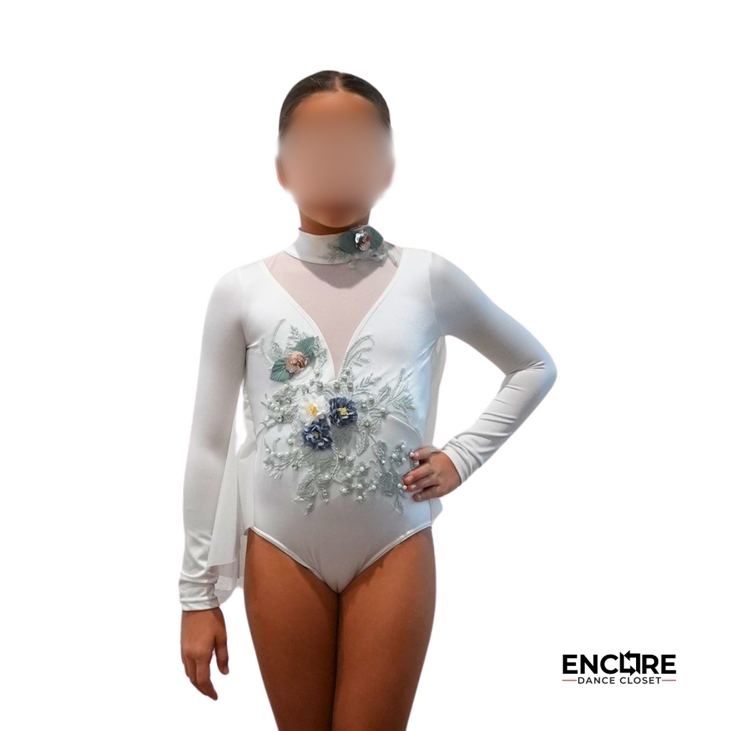 White Leotard with Appliqué