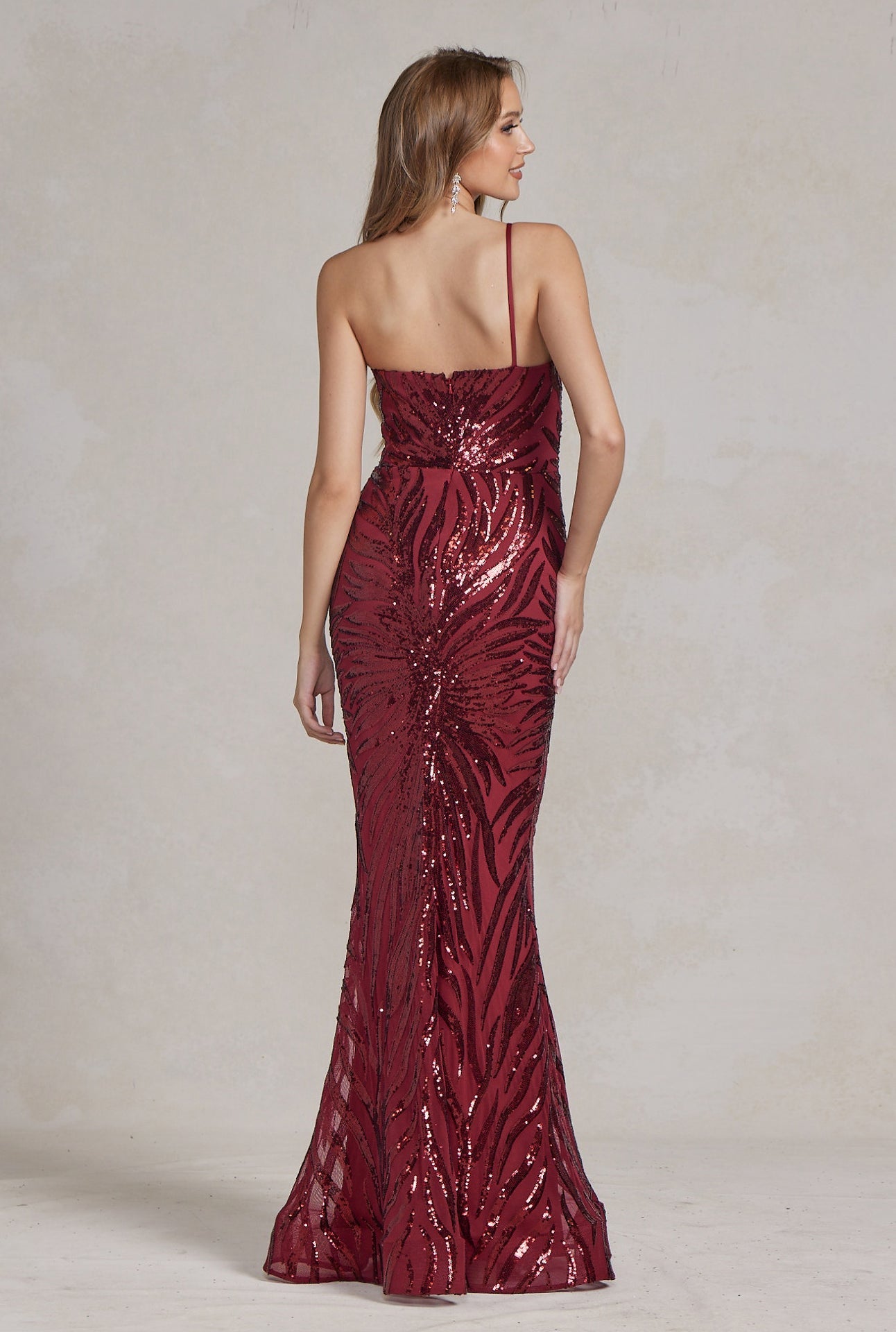 Intricate Sequins Embellished One Shoulder Stunning Dress w/ Mermaid Cut NXR1204