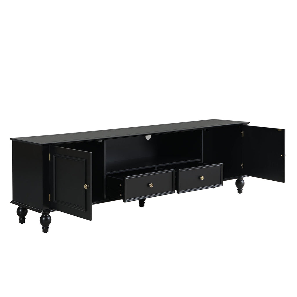 U-Can 70.9'' Modern TV Stand for TVs up to 80 Inches, Entertainment Center with Open Compartment, TV Storage Cabinet with 2 Drawers, 2 Cabinets and 5 Solid Legs for Living room