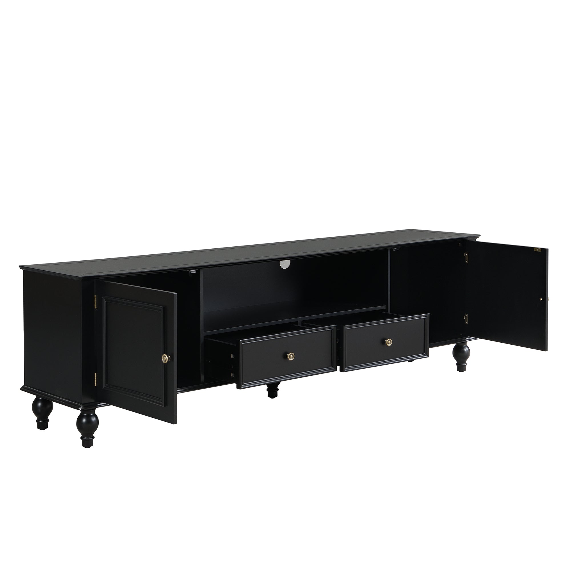 U-Can 70.9'' Modern TV Stand for TVs up to 80 Inches, Entertainment Center with Open Compartment, TV Storage Cabinet with 2 Drawers, 2 Cabinets and 5 Solid Legs for Living room