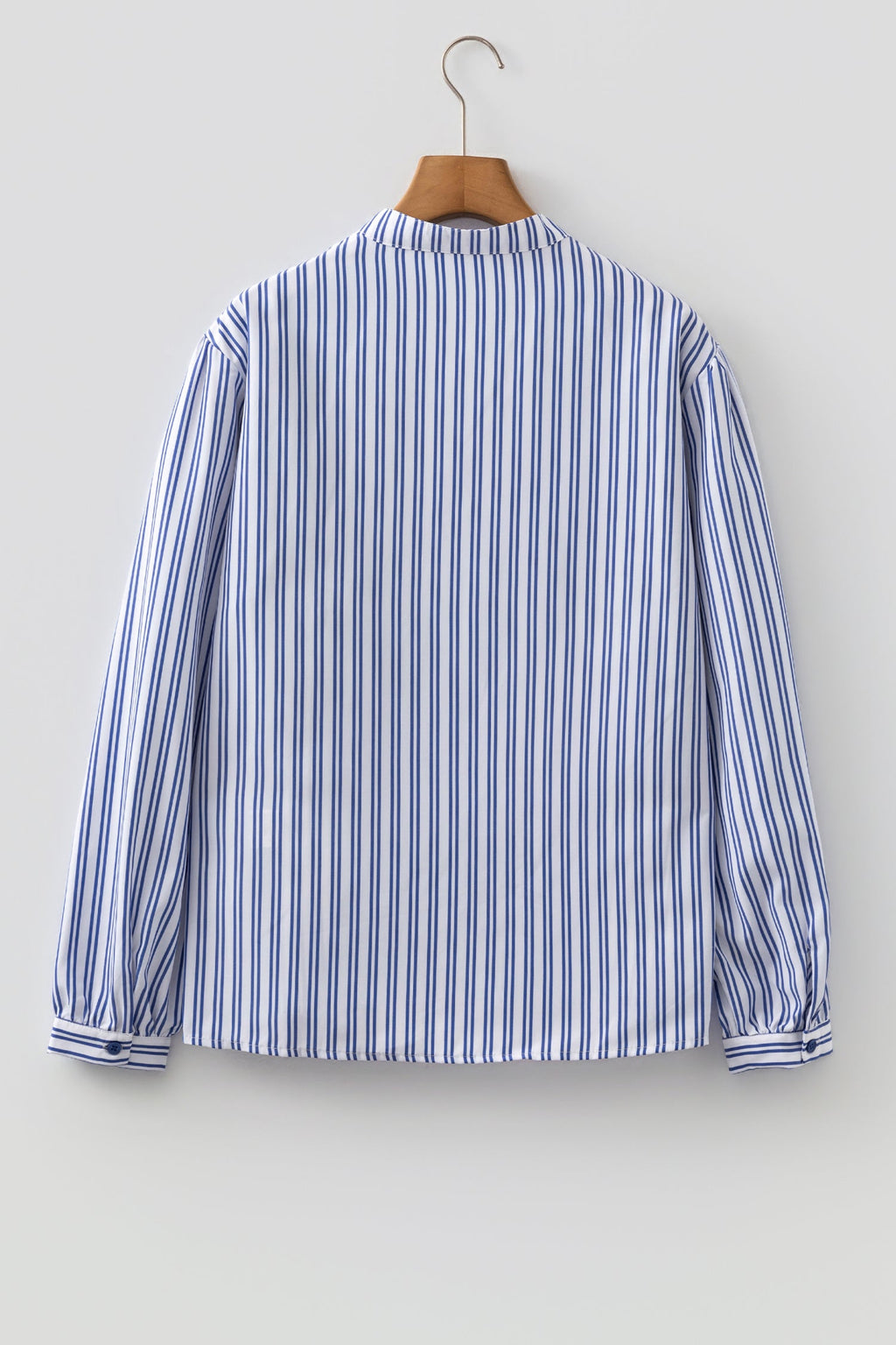 Stripe Embroidered Button Front Long Sleeve Shirt