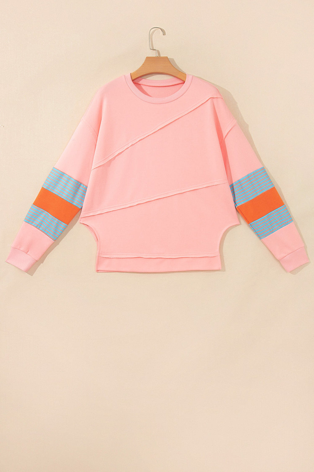 Striped Colorblock Patchwork Long Sleeve Blouse