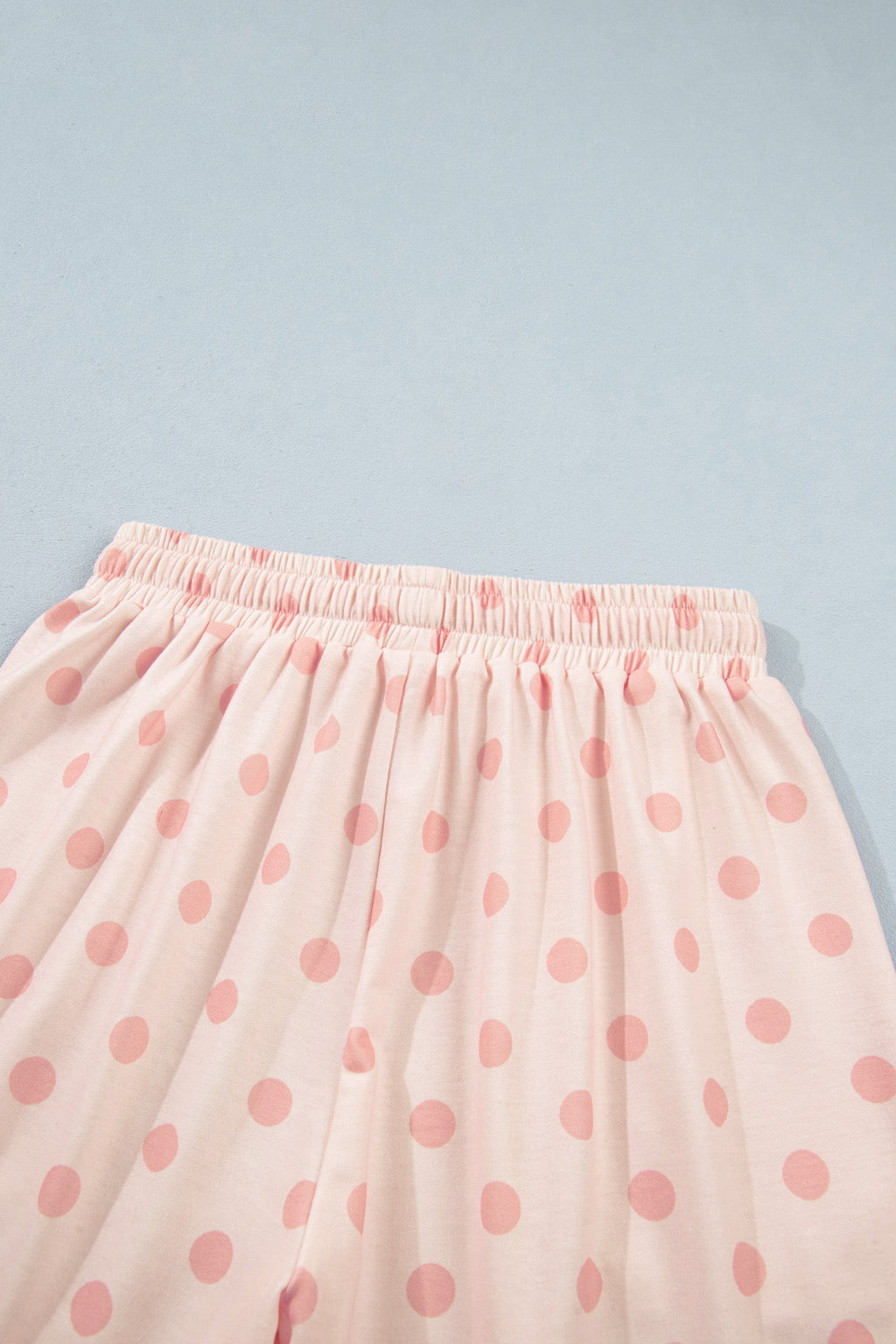 Polka Dot Polo Pullover & Elastic Waist Shorts Set