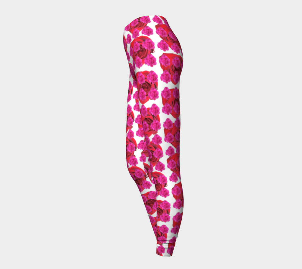 Red and Pink Floral Design Printed Leggings