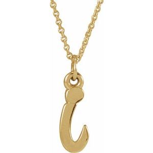 14K Yellow Gold Petite Initial I 16" Necklace