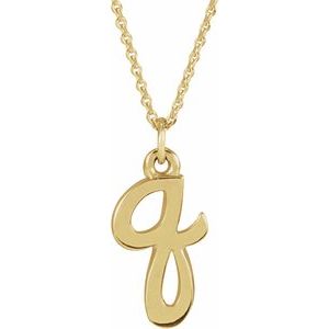 14K Yellow Gold Petite Initial Q 16" Necklace
