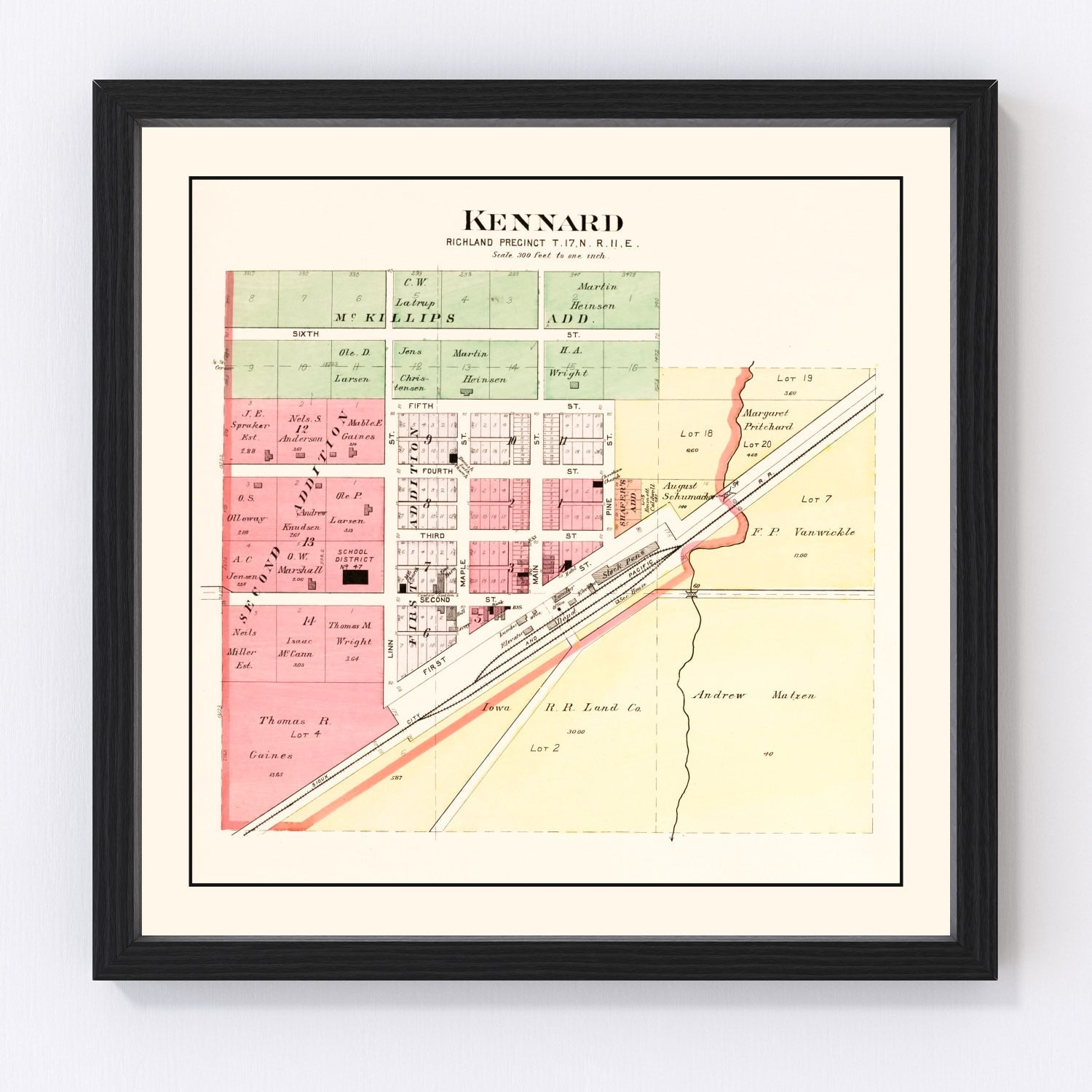 Vintage Map of Kennard, Nebraska 1908