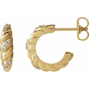 14K Yellow Gold .07 CTW Natural Diamond 14 mm Hoop Earrings