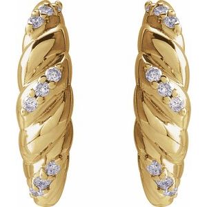 14K Yellow Gold .07 CTW Natural Diamond 14 mm Hoop Earrings