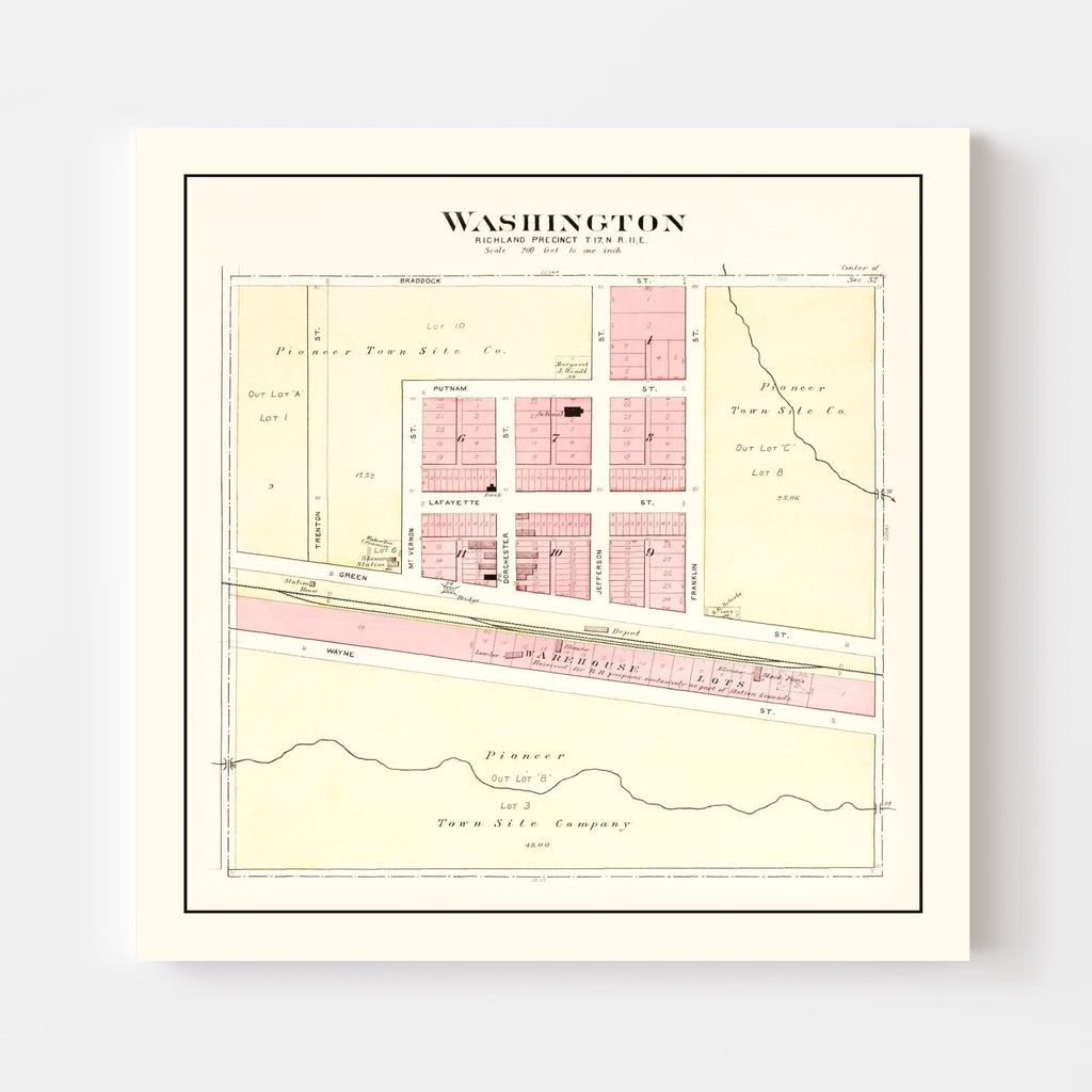Vintage Map of Washington, Nebraska 1908