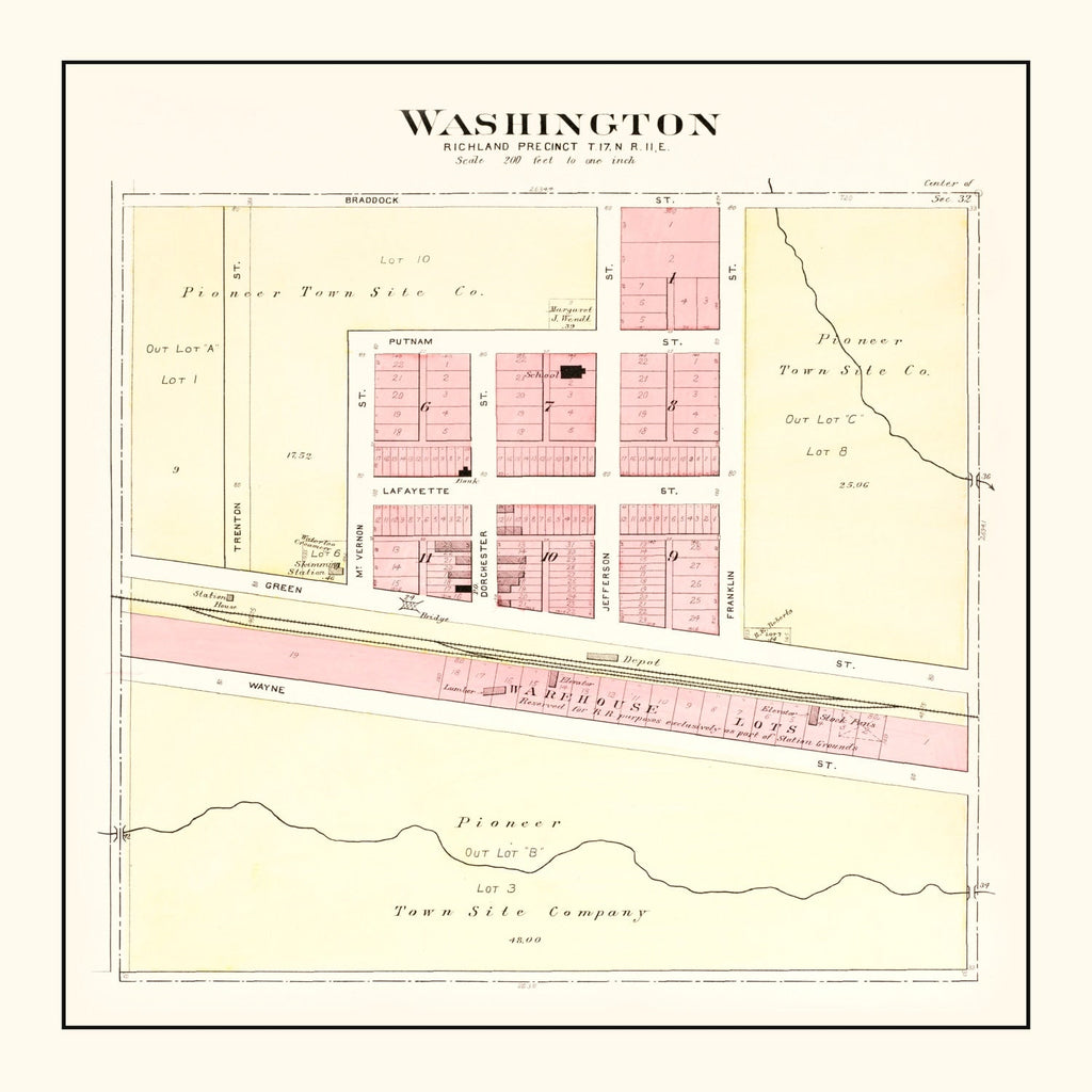 Vintage Map of Washington, Nebraska 1908