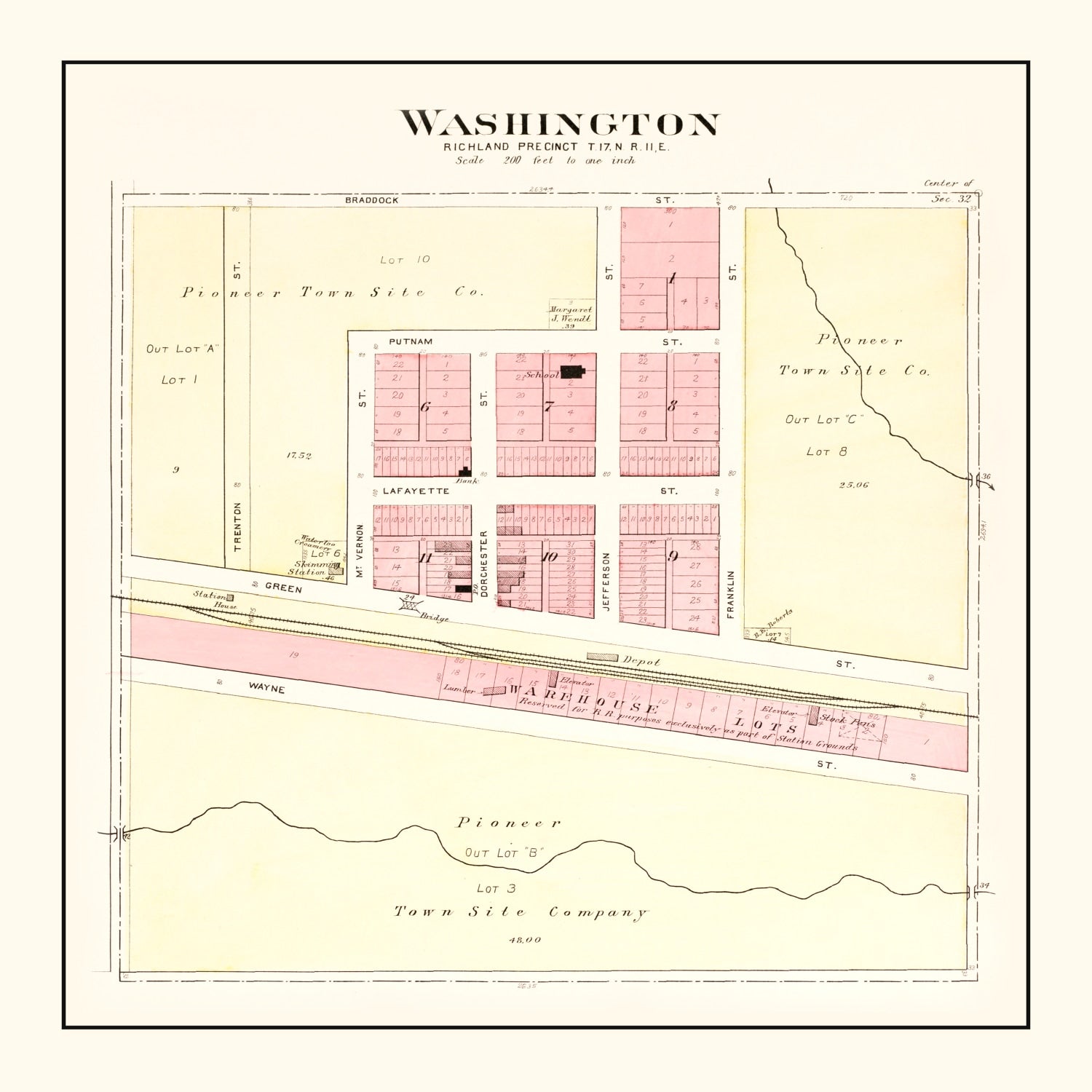 Vintage Map of Washington, Nebraska 1908
