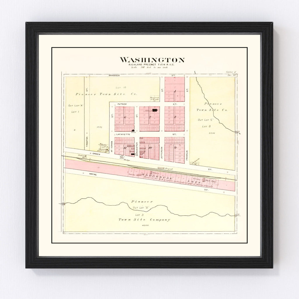 Vintage Map of Washington, Nebraska 1908