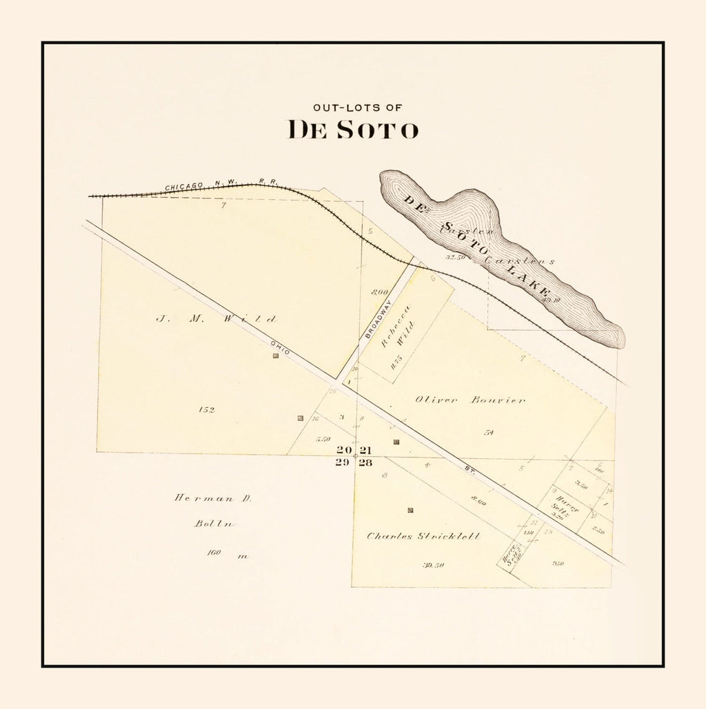 Vintage Map of Desoto, Nebraska 1908