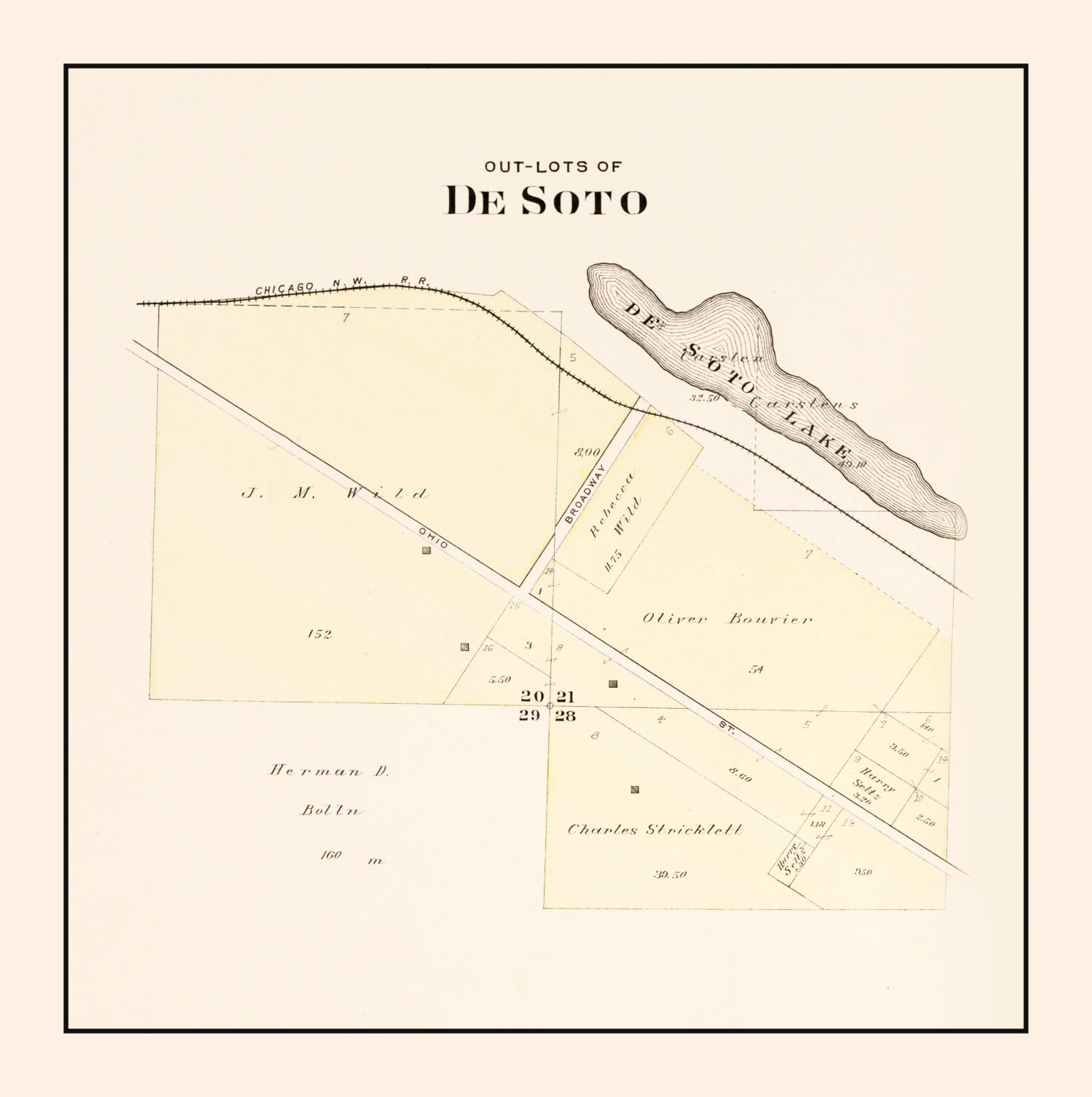 Vintage Map of Desoto, Nebraska 1908