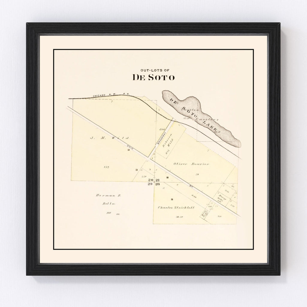 Vintage Map of Desoto, Nebraska 1908