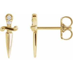14K Yellow Gold .025 CTW Natural Diamond Dagger Earrings