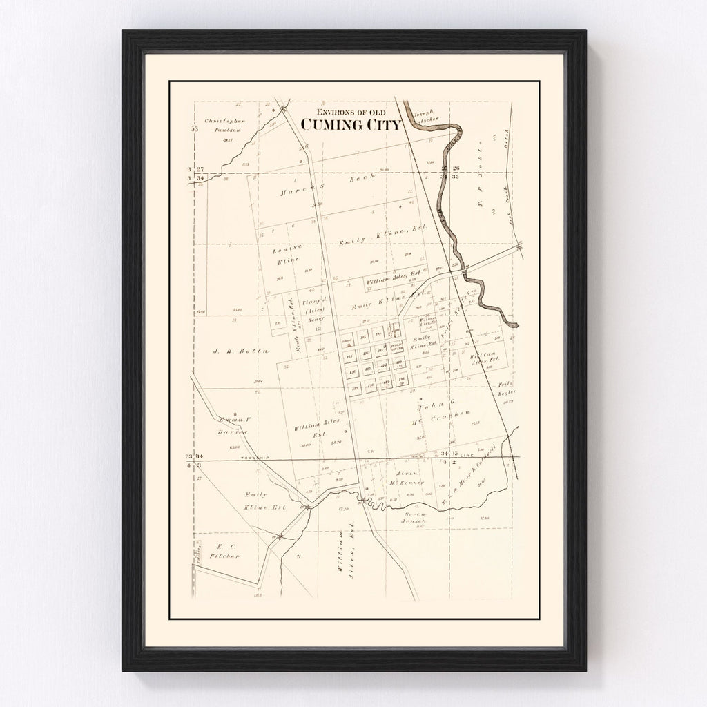 Vintage Map of Cuming, Nebraska 1908