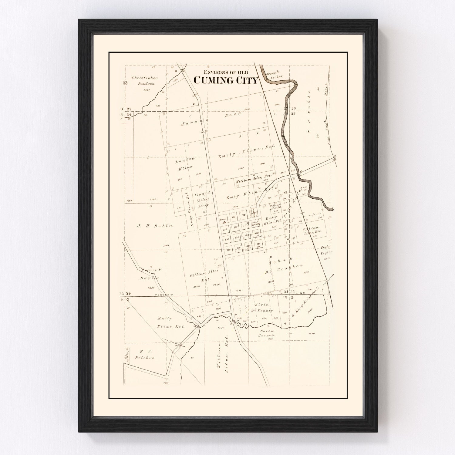 Vintage Map of Cuming, Nebraska 1908