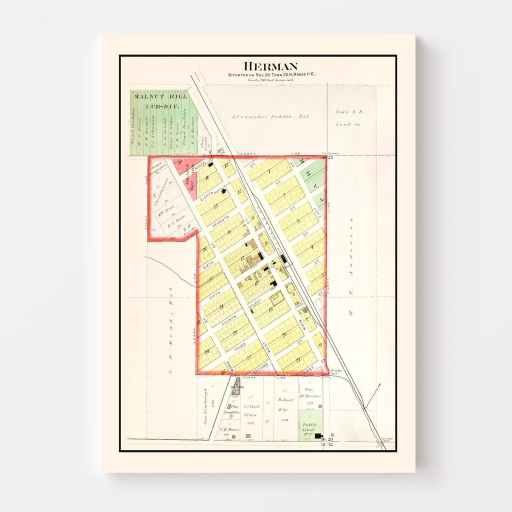 Vintage Map of Herman, Nebraska 1908