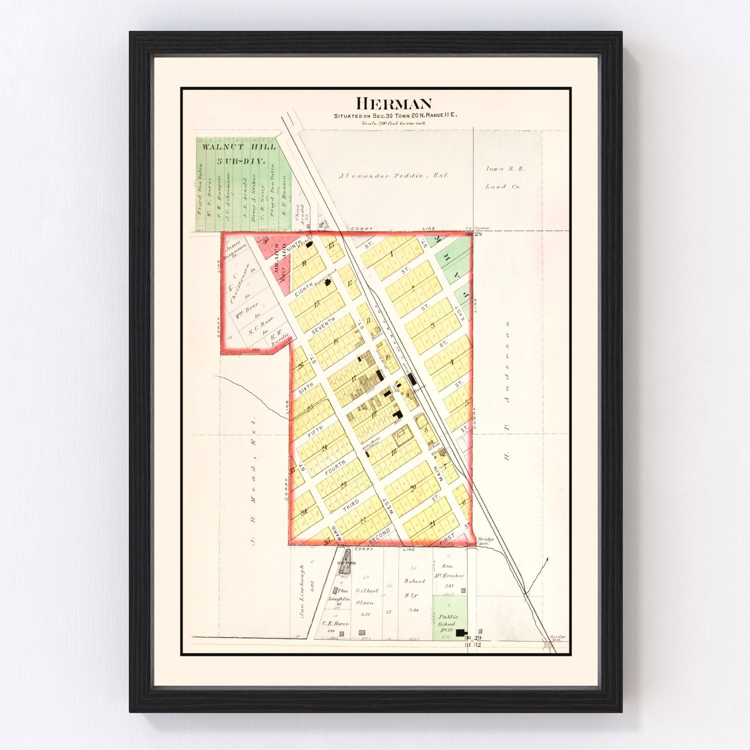 Vintage Map of Herman, Nebraska 1908