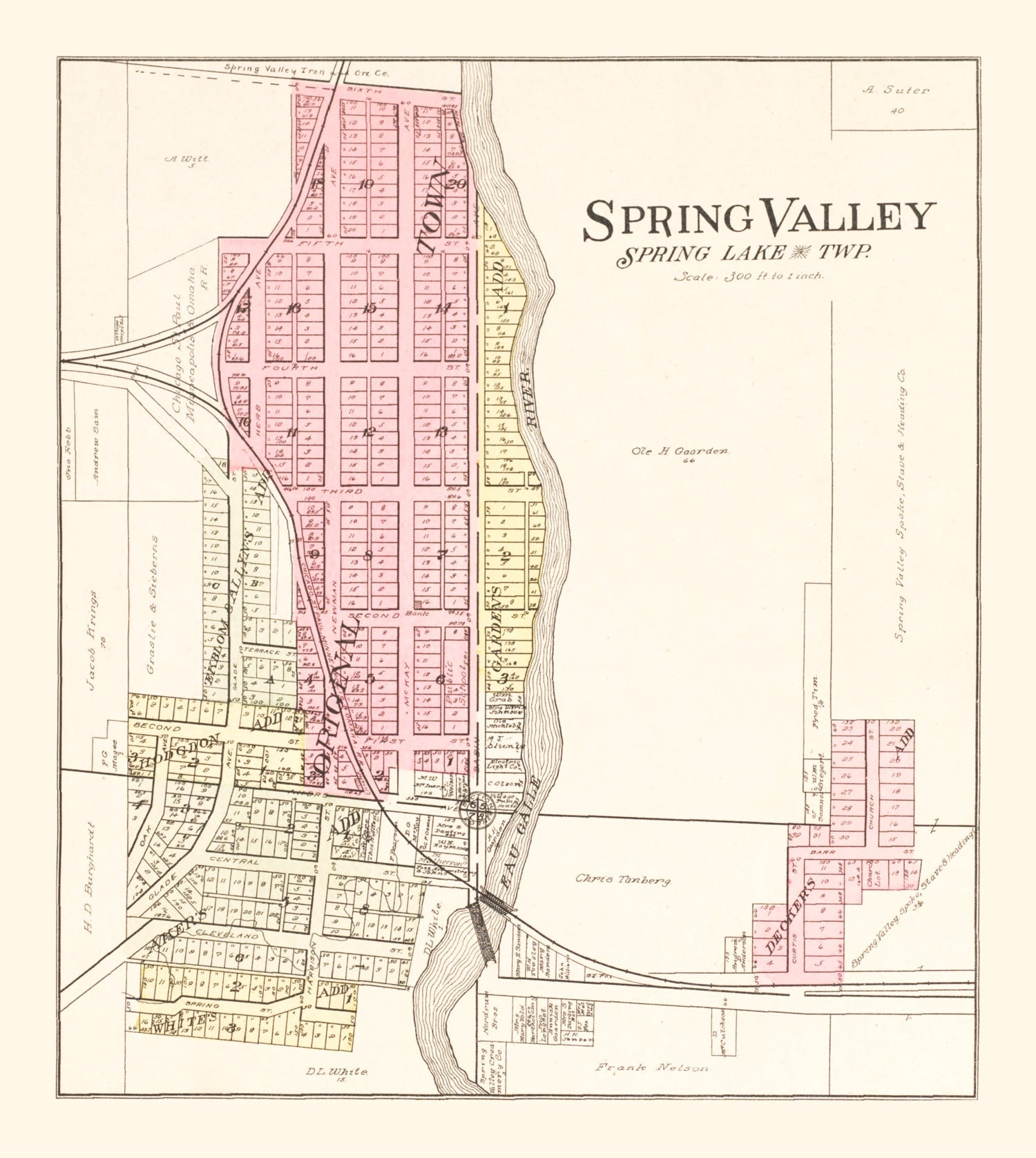 Vintage Map of Spring Valley, Wisconsin 1908